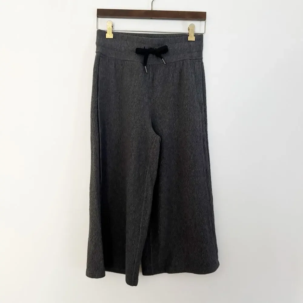 LULULEMON Retreat Yourself Wide Leg Crop Pants Heathered Core Dark Gray 4